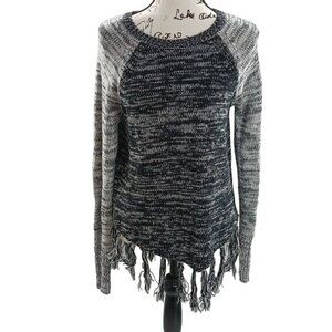 Hollister Sweater Black White Tasseled Knit Long Sleeve Womens